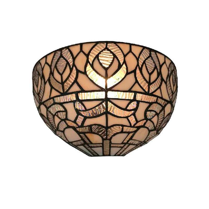 Lisslune | Mini Bowl Wall Lamp with Pavo Tiffany Style 1 Light Speckled Glass Wall Mounted Lamp