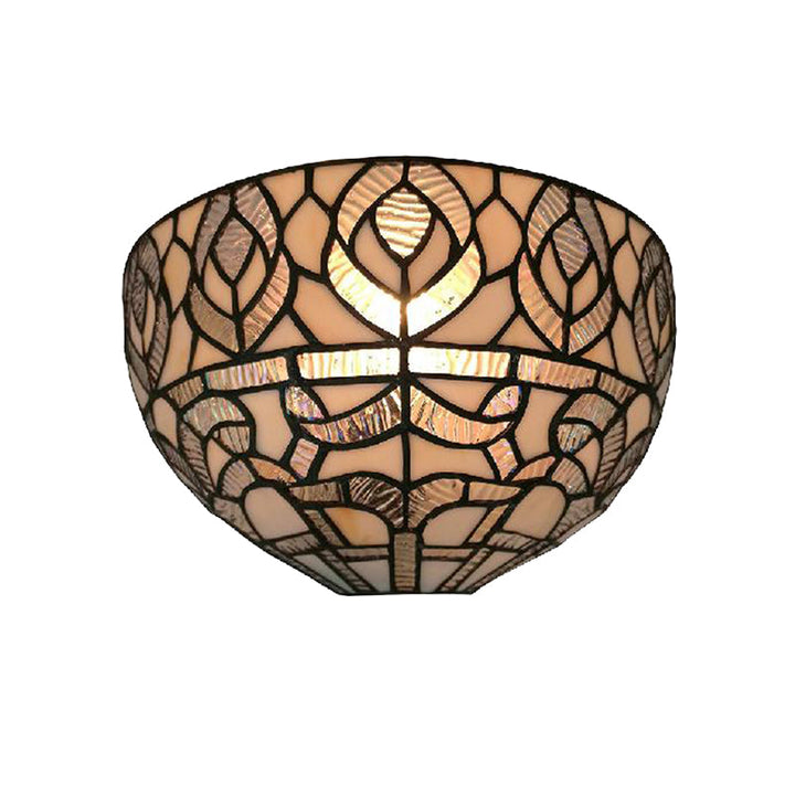 Lisslune | Mini Bowl Wall Lamp with Pavo Tiffany Style 1 Light Speckled Glass Wall Mounted Lamp