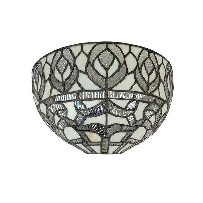Lisslune | Mini Bowl Wall Lamp with Pavo Tiffany Style 1 Light Speckled Glass Wall Mounted Lamp