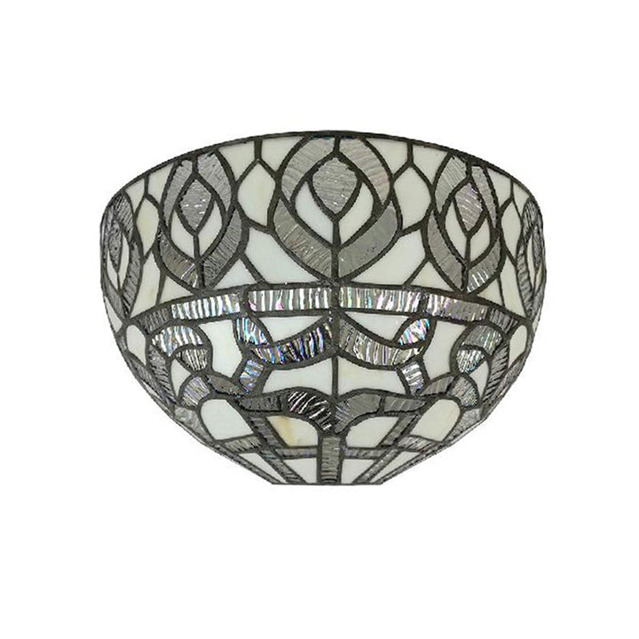 Lisslune | Mini Bowl Wall Lamp with Pavo Tiffany Style 1 Light Speckled Glass Wall Mounted Lamp