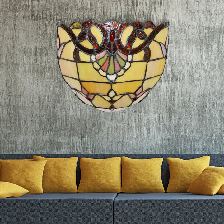 Lisslune | Victorian Wall Lamp Lighting with Bowl Shade Yellow Glass 1 Light Bedroom Wall Lamp