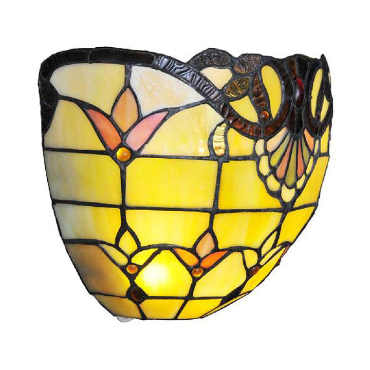 Lisslune | Victorian Wall Lamp Lighting with Bowl Shade Yellow Glass 1 Light Bedroom Wall Lamp