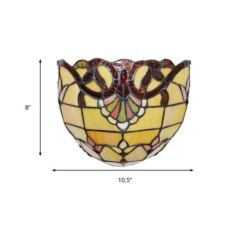 Lisslune | Victorian Wall Lamp Lighting with Bowl Shade Yellow Glass 1 Light Bedroom Wall Lamp