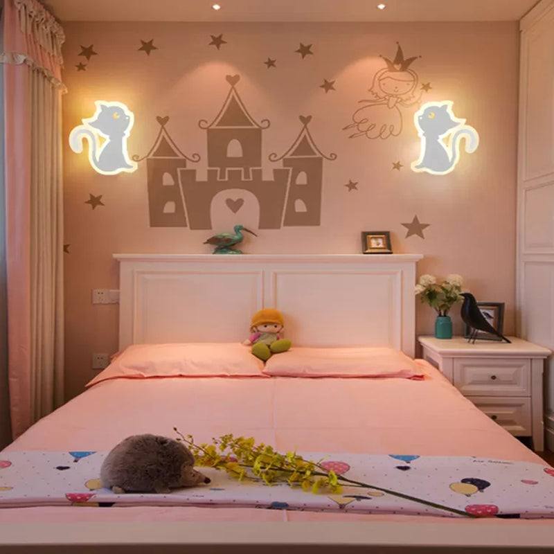 Skørter | Lovely Animal Slim Wall Lamp Acrylic White LED Wall Light for Care Room Kindergarten