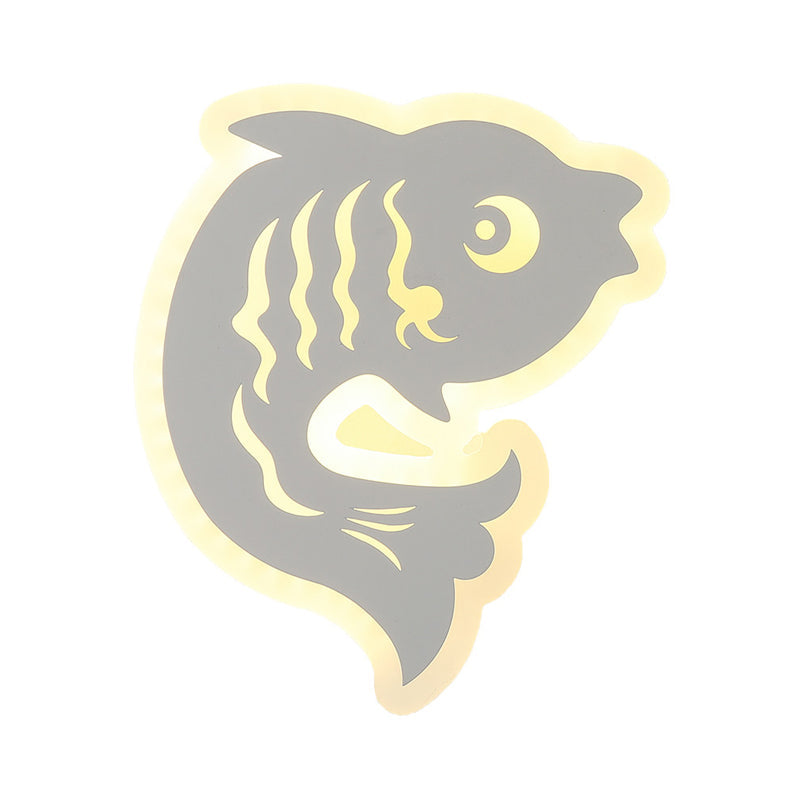 Skørter | Modern Animal Wall Lamp Acrylic LED Wall Light in White for Children's Room Hallway