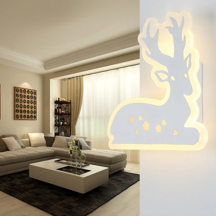 Skørter | Modern Animal Wall Lamp Acrylic LED Wall Light in White for Children's Room Hallway