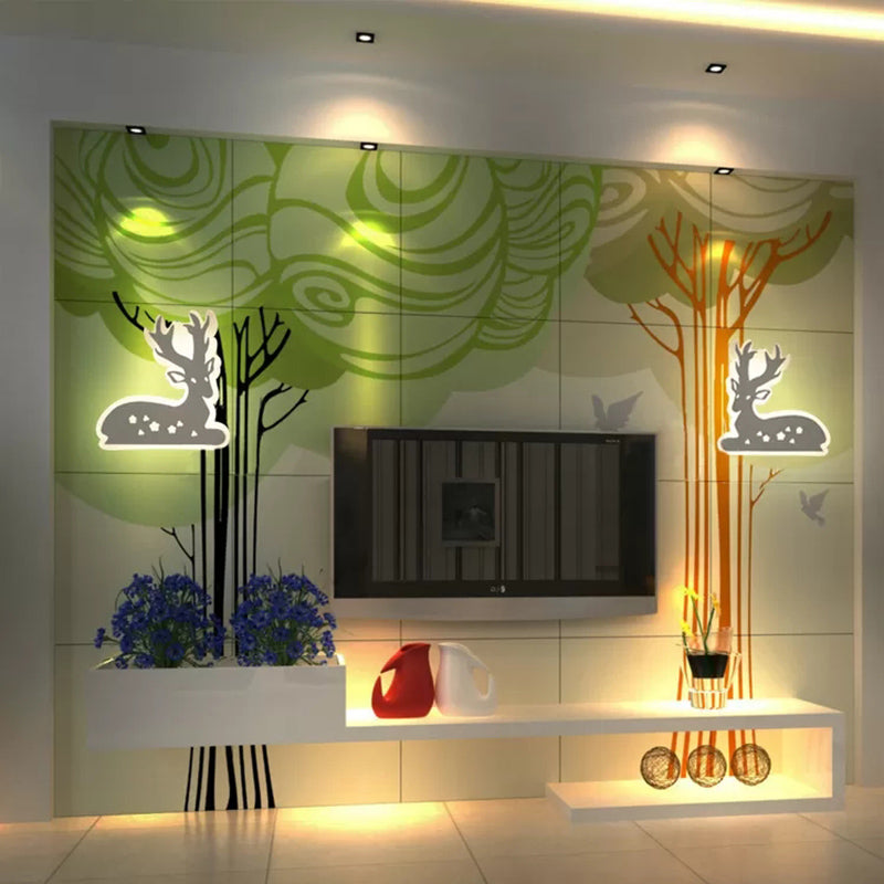 Skørter | Modern Animal Wall Lamp Acrylic LED Wall Light in White for Children's Room Hallway