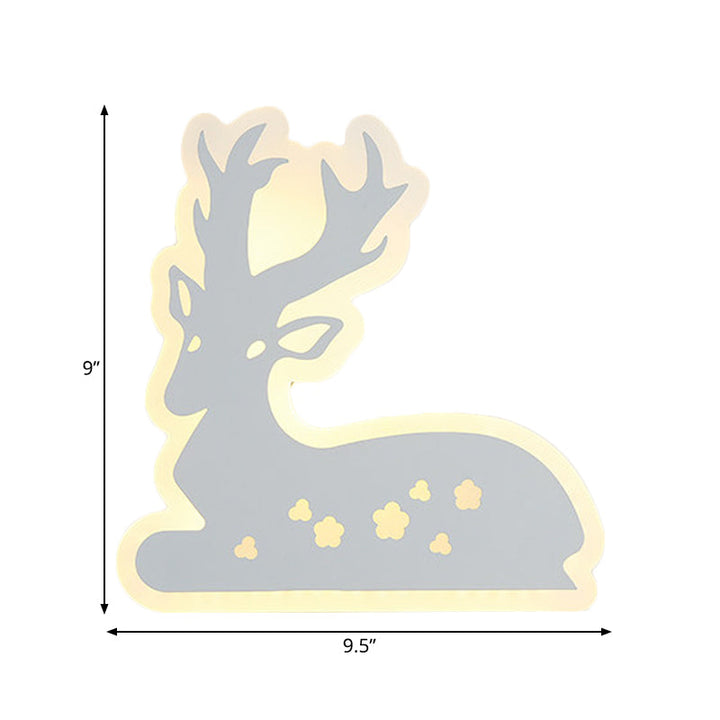 Skørter | Modern Animal Wall Lamp Acrylic LED Wall Light in White for Children's Room Hallway