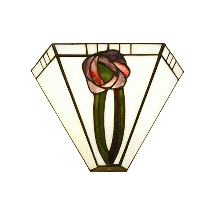 Skørter | Craftsman Geometric Wall Light Stained Glass 1 Head Wall Mount Light with Floral Decoration for Living Room