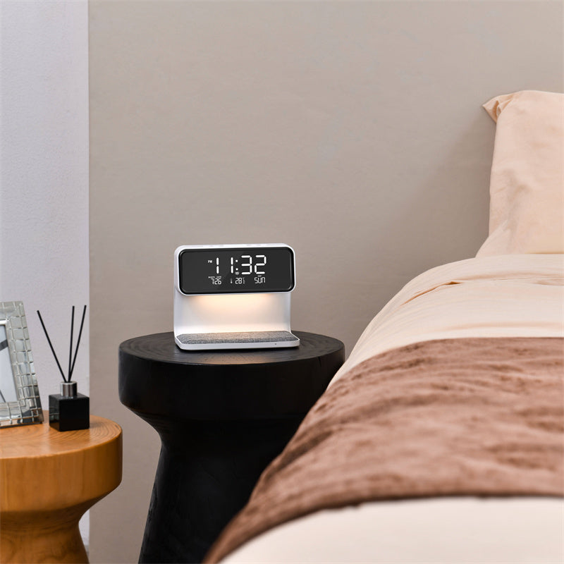 Lisslune | 3-in-1 Bedside Lamp with Wireless Charger – LCD Alarm Clock & Touch Dimmable LED Table Lamp