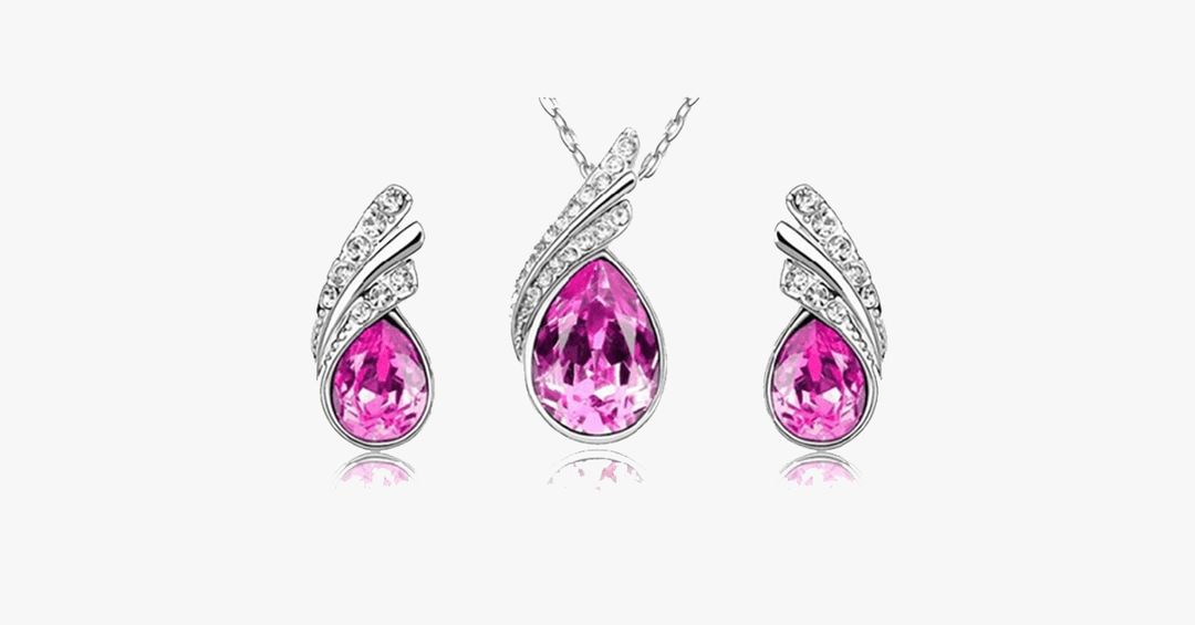 Lisslune | Angle Tear Drop Austrian Crystal Pendant & Earring Set – A Unique and Stylish Addition to Your Collection