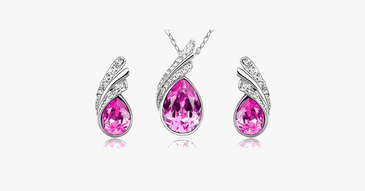 Lisslune | Angle Tear Drop Austrian Crystal Pendant & Earring Set – A Unique and Stylish Addition to Your Collection