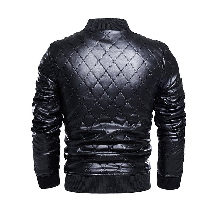 Men's quilted bomber jacket made of synthetic leather Lisslune