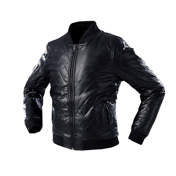 Men's quilted bomber jacket made of synthetic leather Lisslune