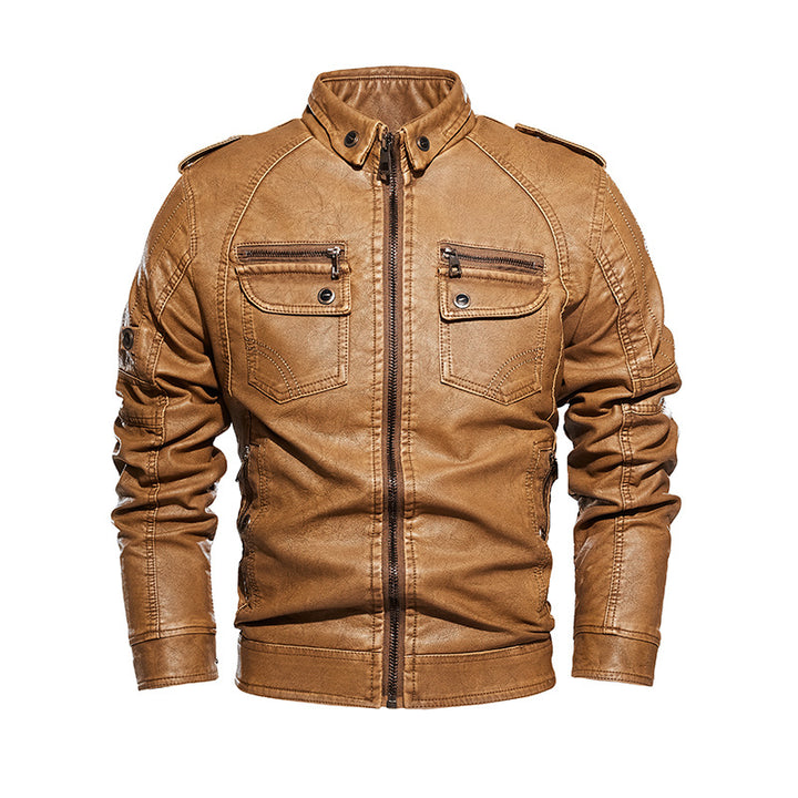 Men's Casual Leather Jacket with Numerous Pockets Lisslune