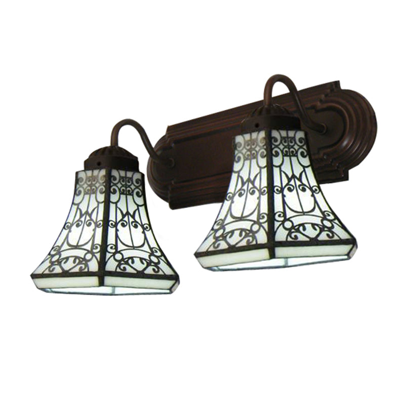 Lisslune | 2 heads wall lamps Baroque Flared white glass wall-mounted lamp for bedroom