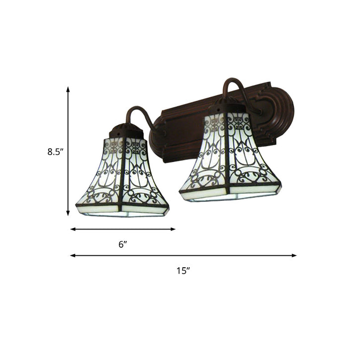 Lisslune | 2 heads wall lamps Baroque Flared white glass wall-mounted lamp for bedroom