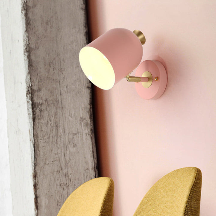 Skørter | Cup Shade Dining Room Wall Lamp Metal 1 Bulb Nordic Style Wall Lamp with Macaron Color
