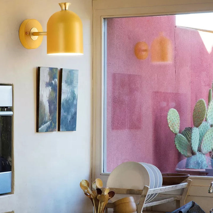 Skørter | Cup Shade Dining Room Wall Lamp Metal 1 Bulb Nordic Style Wall Lamp with Macaron Color