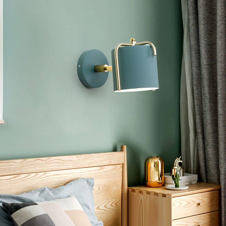 Skørter | Metal Cylinder Wall Lamp Rotatable One Lamp Macaron Loft Wall Lamp for Bedroom Mirror