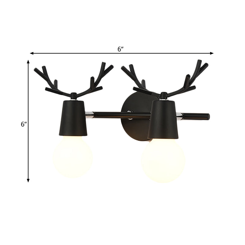 Skørter | Modern Monochrome Wall Lamp Antler 2 Lights Metal Wall Lamp for Entrance Preschool