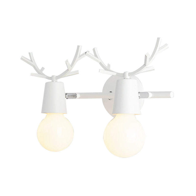 Skørter | Modern Monochrome Wall Lamp Antler 2 Lights Metal Wall Lamp for Entrance Preschool