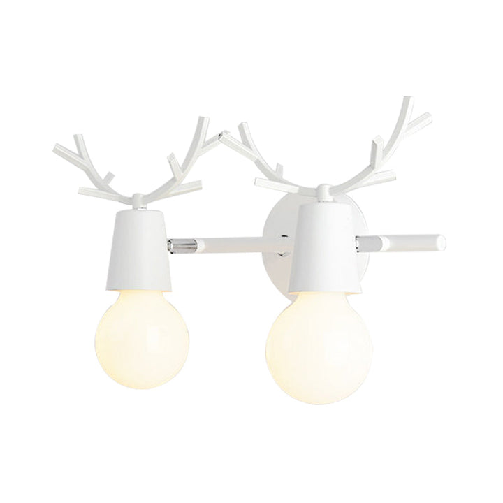 Skørter | Modern Monochrome Wall Lamp Antler 2 Lights Metal Wall Lamp for Entrance Preschool