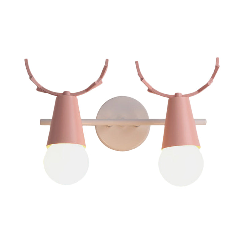 Skørter | 2 head cone wall lamp with antlers contemporary metal wall lantern for the study