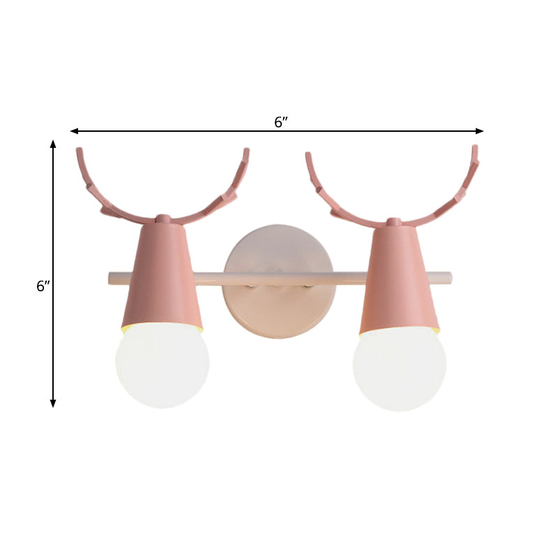 Skørter | 2 head cone wall lamp with antlers contemporary metal wall lantern for the study