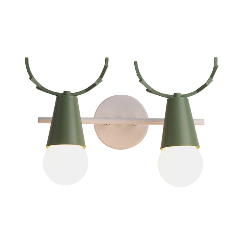 Skørter | 2 head cone wall lamp with antlers contemporary metal wall lantern for the study