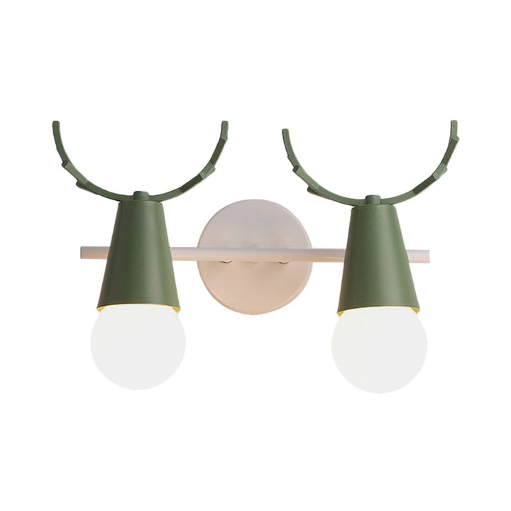 Skørter | 2 head cone wall lamp with antlers contemporary metal wall lantern for the study