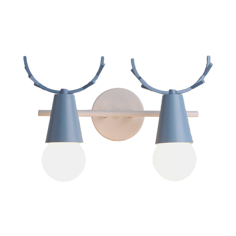 Skørter | 2 head cone wall lamp with antlers contemporary metal wall lantern for the study
