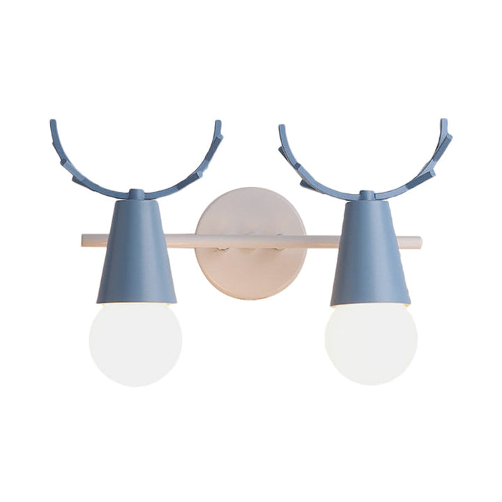Skørter | 2 head cone wall lamp with antlers contemporary metal wall lantern for the study