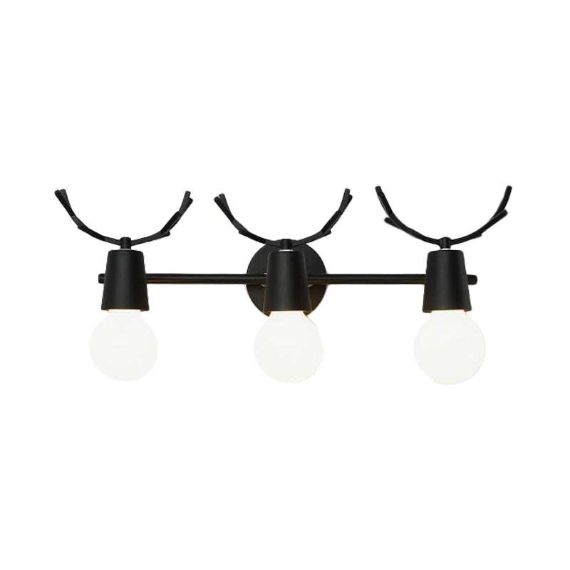Skørter | Open Bulb Foyer Stair Wall Light with Antlers Metal 3 Lights Modern Style Wall Light