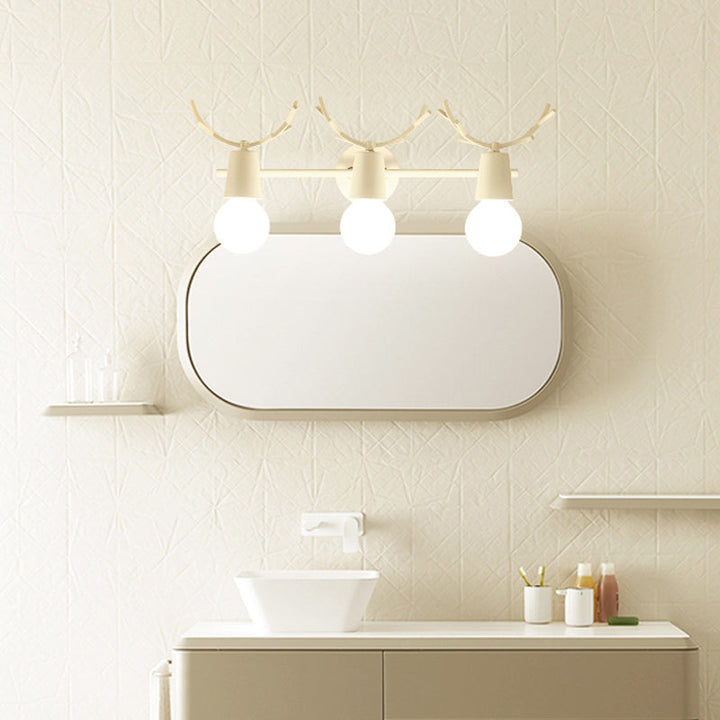 Skørter | Open Bulb Foyer Stair Wall Light with Antlers Metal 3 Lights Modern Style Wall Light