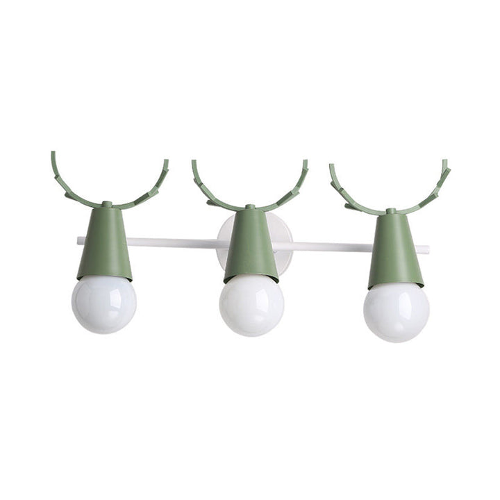 Skørter | Metallic Conical Wall Lamp with Deer Antlers Bedroom 3 Heads Nordic Undertone Wall Light