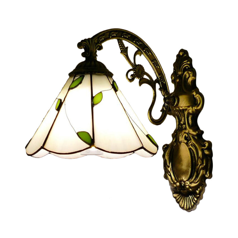 Lisslune | Retro-Style Cone Wall Lamp Stained Glass 1 Light Wall Light for Stairs