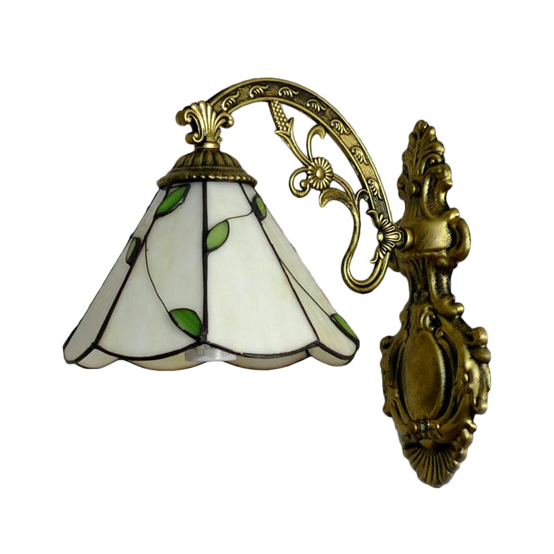 Lisslune | Retro-Style Cone Wall Lamp Stained Glass 1 Light Wall Light for Stairs
