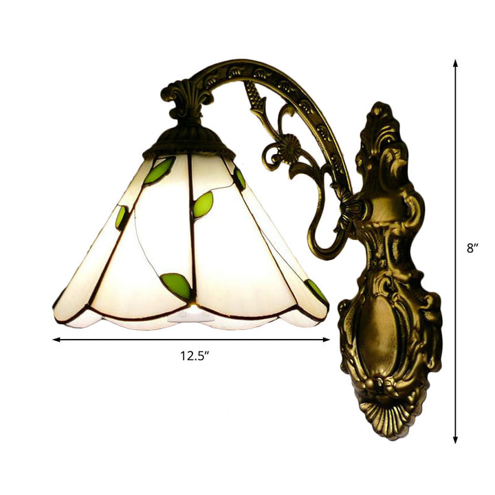 Lisslune | Retro-Style Cone Wall Lamp Stained Glass 1 Light Wall Light for Stairs