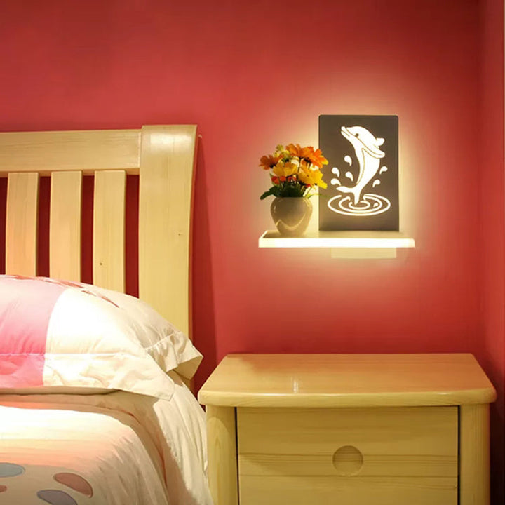 Skørter | Adult Child Bedroom Wall Lamp with Shelf Acrylic Contemporary Wall Lamp in White