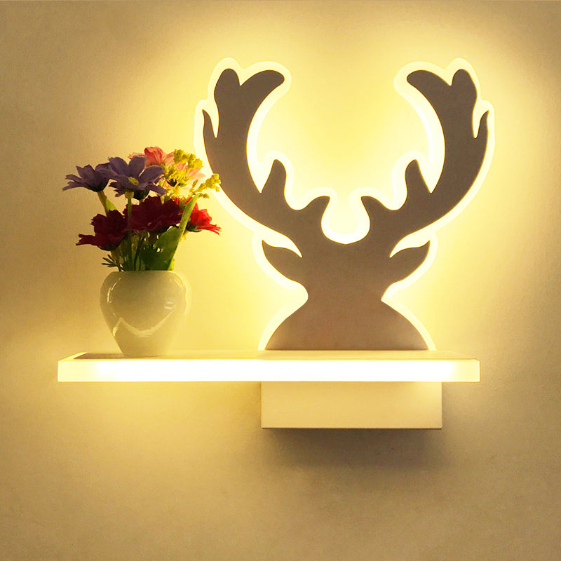 Skørter | Adult Child Bedroom Wall Lamp with Shelf Acrylic Contemporary Wall Lamp in White