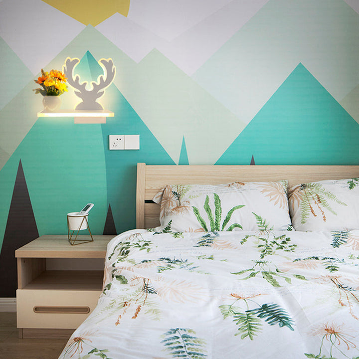 Skørter | Adult Child Bedroom Wall Lamp with Shelf Acrylic Contemporary Wall Lamp in White