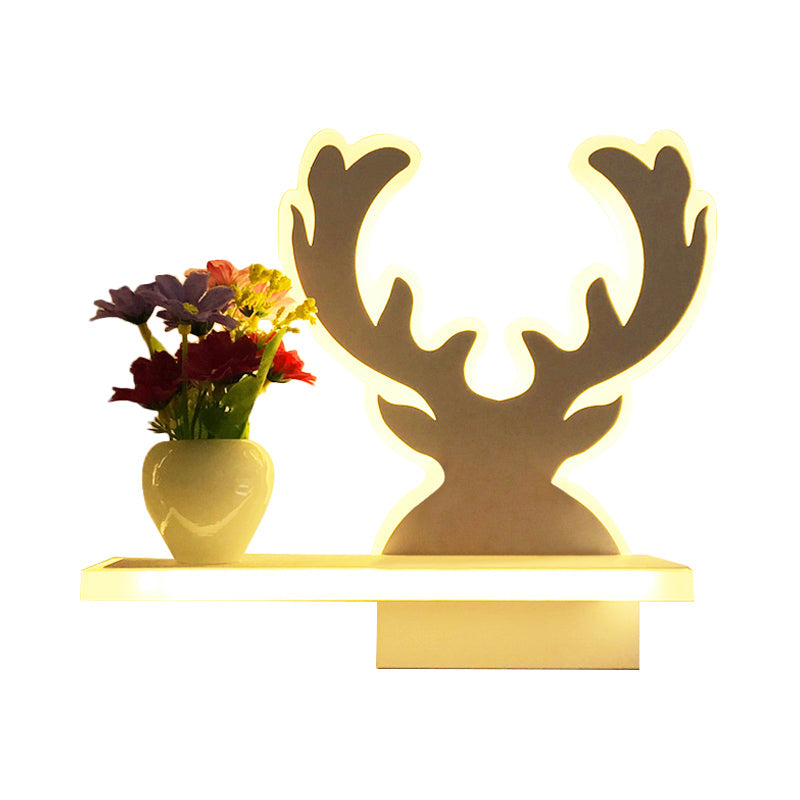 Skørter | Adult Child Bedroom Wall Lamp with Shelf Acrylic Contemporary Wall Lamp in White