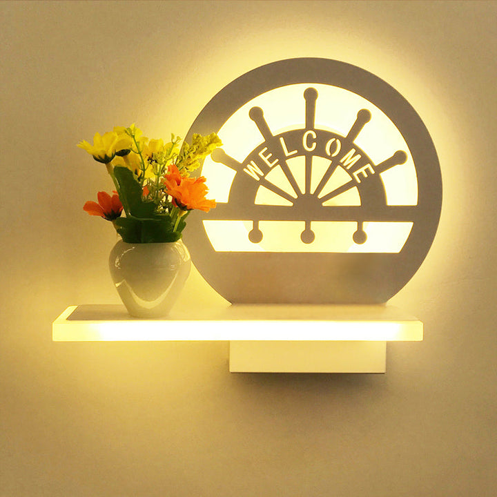 Skørter | Adult Child Bedroom Wall Lamp with Shelf Acrylic Contemporary Wall Lamp in White