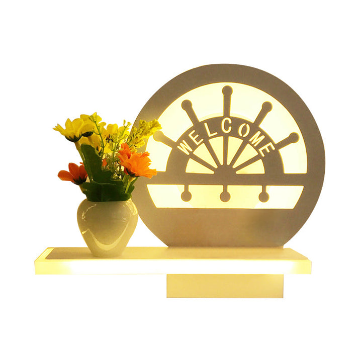 Skørter | Adult Child Bedroom Wall Lamp with Shelf Acrylic Contemporary Wall Lamp in White
