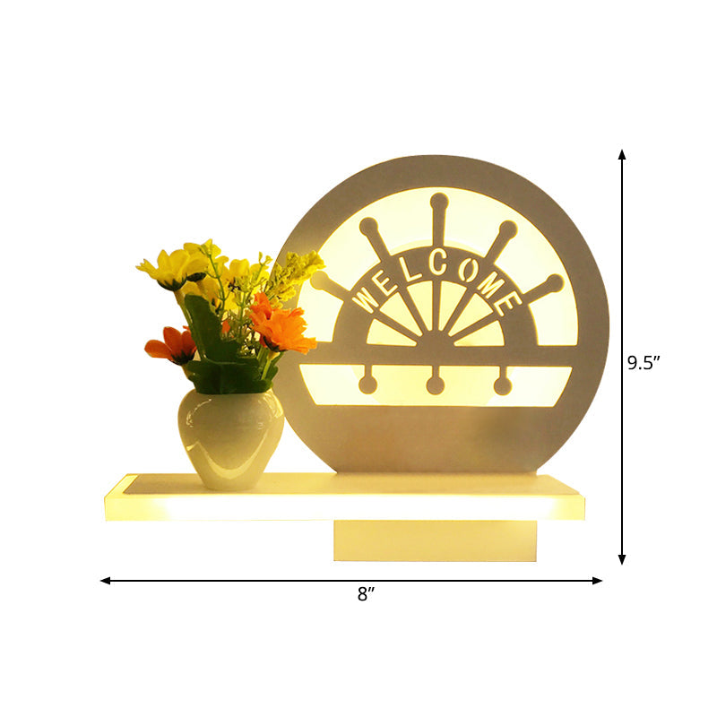 Skørter | Adult Child Bedroom Wall Lamp with Shelf Acrylic Contemporary Wall Lamp in White