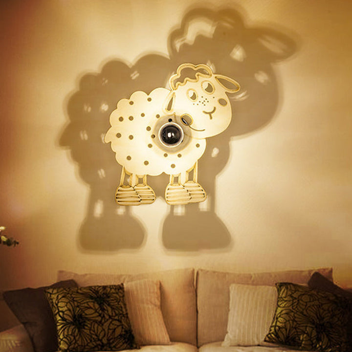 Skørter | Metal Sheep Wall Lamp Bedroom Preschool 1 Head Children Wall Light in Beige