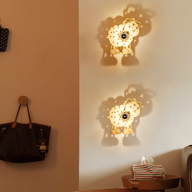 Skørter | Metal Sheep Wall Lamp Bedroom Preschool 1 Head Children Wall Light in Beige