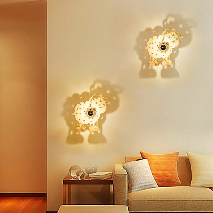 Skørter | Metal Sheep Wall Lamp Bedroom Preschool 1 Head Children Wall Light in Beige