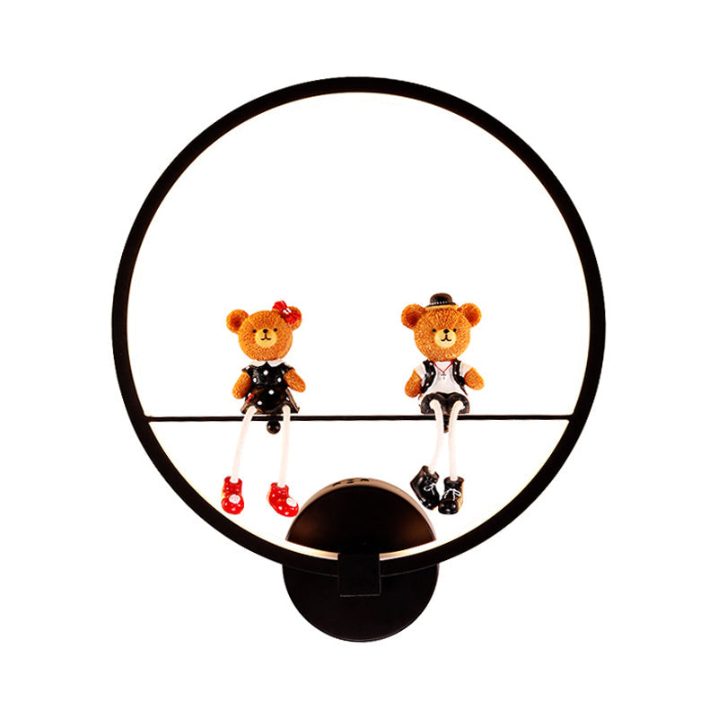 Skørter | Contemporary Black Wall Lamp Ring Metal Sconces Light with Pop Deco for Children's Room
